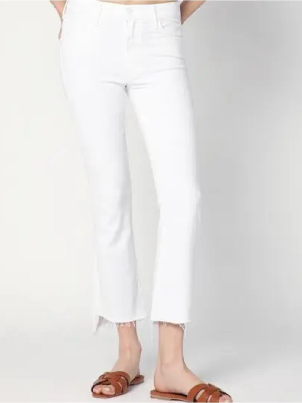 MOTHER Women’s White Jeans The Insider Crop Step Fray - Picture 2 of 7